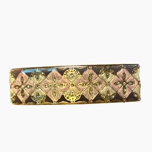 Amber Tone Geometric MultiColored Barrette With Crystal Accents